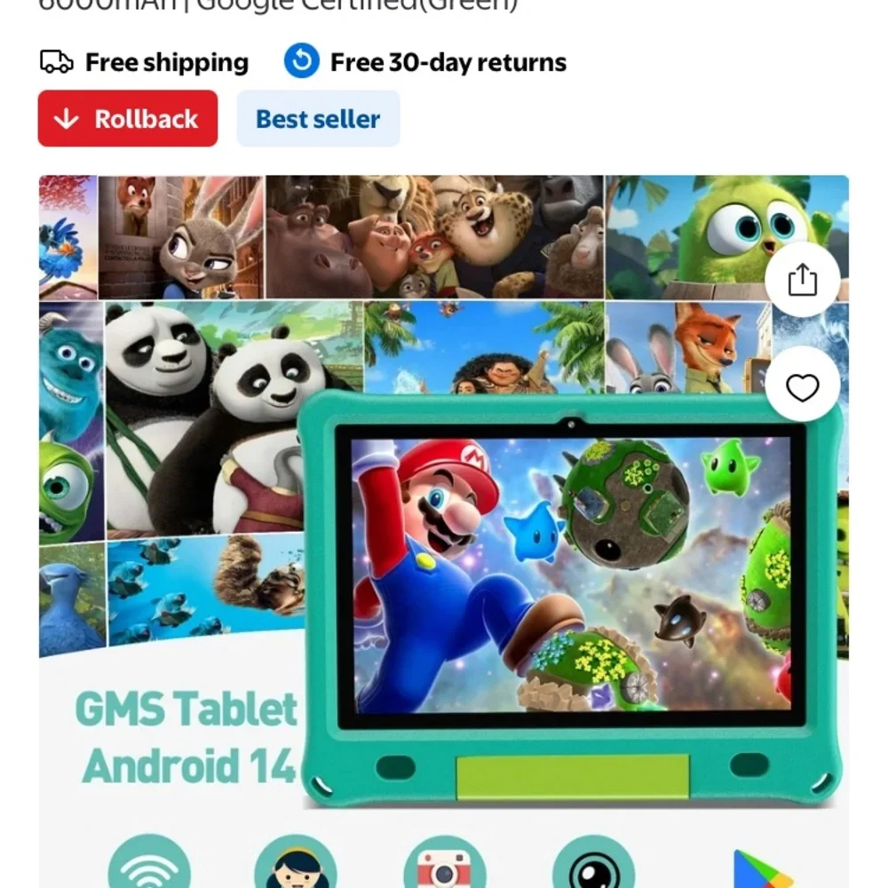 Children's Tablet with Sturdy Case - Teal
